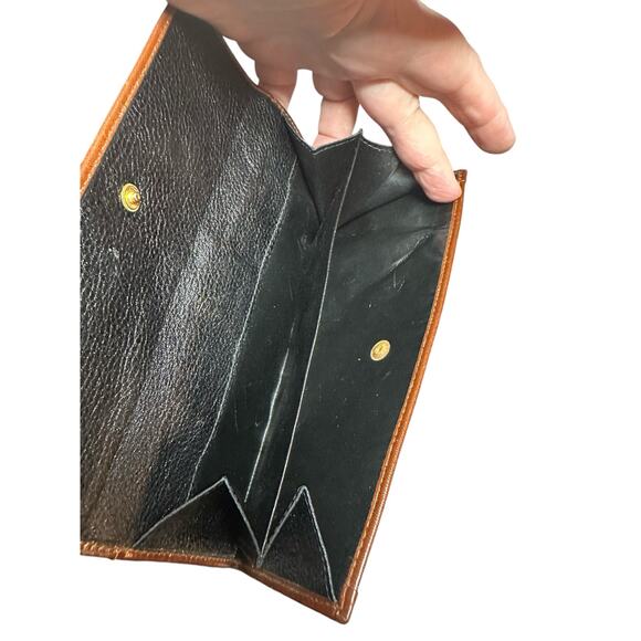 Vintage Bally wallet with multiple card slots black with brown trim Leather rare - Picture 6 of 16